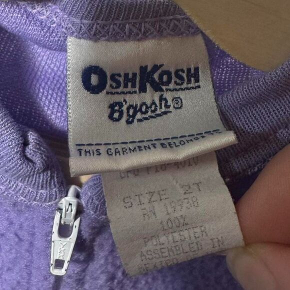Vtg OshKosh B'gosh Kids Fleece Pajamas Sleeper Purple 2T - Picture 6 of 6